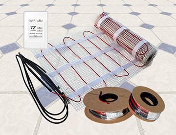 ComfortTile floor heating cable, mats and thermostat.